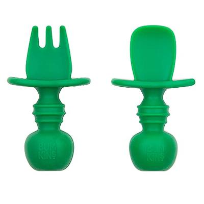 Bumkins Baby Utensils Set, Chewtensils Silicone Spoons for Dipping, Self- Feeding, Baby Led Weaning, Trainer Learning, First Stage Eating, Soft  Practice Fork and Spoon, Babies 6 Months, Jade Green - Yahoo Shopping