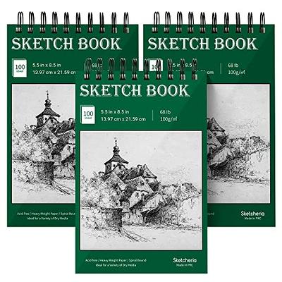 SKETCHERIA 9X12 Heavy-Weight Sketch Book (68lb/100g), 100 Sheets Acid Free  Sketch Pad, Top Spiral Bound Drawing Paper for Artist, Kids, Drawing Pad  for Marker, Colored Pencil, Charcoal, Pastels 9x12-1Pack