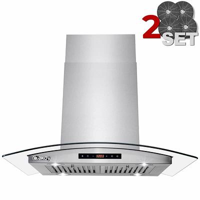 Hauslane 30 Wall Mount Range Hood with Tempered Glass in Stainless Steel, WM-630SS-30