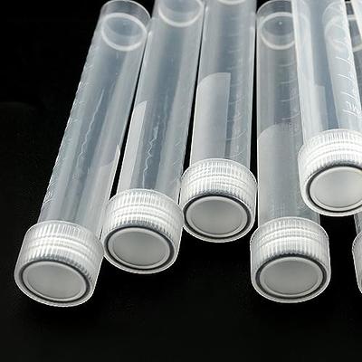 Kanayu 100 Pcs 10ml Plastic Test Tubes with Lids Vial Seal Cap