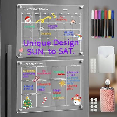 Goefun Acrylic Magnetic Calendar for Fridge Weekly Planner - Clear Set of 2  Dry Erase Board Calendar for Refrigerator, Glass Calendar Includes 6 Dry  Erase Markers with 3 Colors(17x12Inches) - Yahoo Shopping