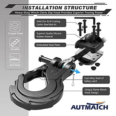 AUTMATCH Winch Hook 3/8 - Grade 70 Forged Steel Clevis Slip Hook