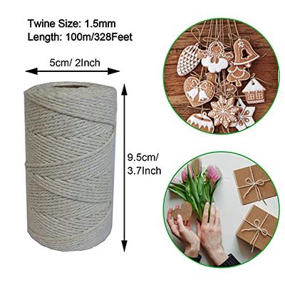 Natural Cotton Twine String, 328 Feet 1.5MM Rope Cord for Arts and