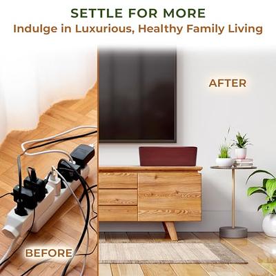  Cable Management Box with Bamboo Lid, Black Cable Box Small  Cord Hider Box Cord Organizer Box to Conceal Surge Protector,  Desk/TV/Computer Wires, Power Strip Box Cord Management Box for Tidy Space 