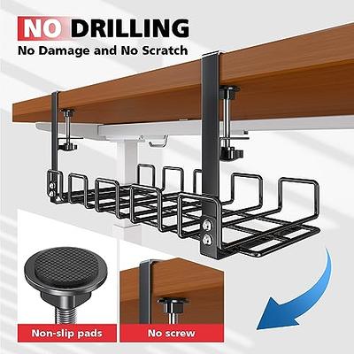 Tyrkuiy No Drill Under Desk Cable Management Tray, Desk Wire