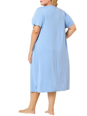 Unique Bargains Women's Plus Nightgown Short Sleeve Cat Print Nightshirt 