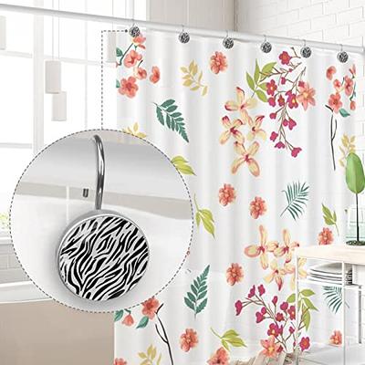 Shower Curtain Hooks Metal Rust Resistant Decorative Shower Curtain Hooks  Bathroom Decorations Accessories Set, Animal Zebra Print Black & White -  Yahoo Shopping