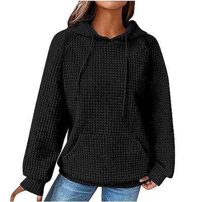 Womens Waffle Knit Hoodie Cardigan,Women's Hoodies Full Zip Up Long Sleeve  Drawstring Waffle Knit Pullover Sweatshirt Tops 
