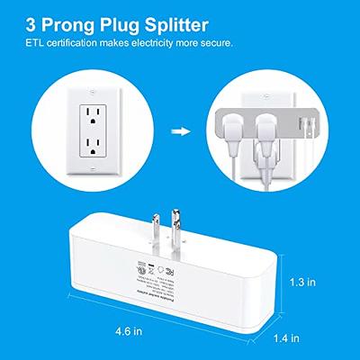 3-Outlet USB Wall Charger and Extender with 3-Way Splitter, ETL Listed -  For Home, Office, Cruise Ship