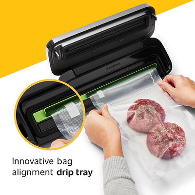 FoodSaver Space-Saving Vacuum Sealer with Bags and Roll, Black