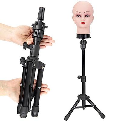 Mini Tripod Wig Stand Adjustable Metal Hairdressing Training Mannequin Head  Wig Stand Wig Non-Slip Base for Doll Head Block Wig