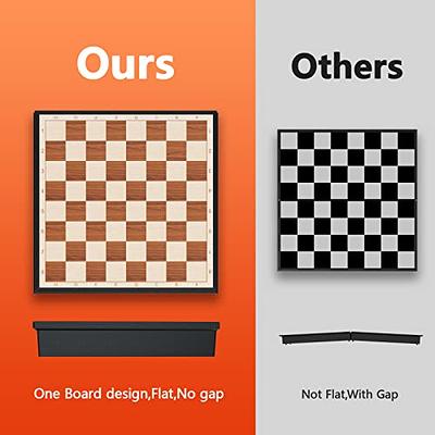  Juegoal Wooden Chess & Checkers Set with Storage Drawer, 12  Inch Classic 2 in 1 Board Games for Kids and Adults, Travel Portable Chess  Game Sets, 2 Extra Queen, Extra 24