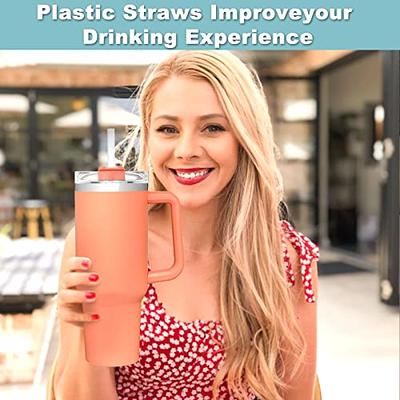 Replacement Straw Compatible with Stanley 40 oz 30 oz Cup Tumbler, 6 Pack Reusable Straw with Cleaning Brush, Plastic, Clear