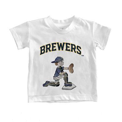 Girls Toddler Tiny Turnip Navy Houston Astros Baseball Bow Fringe T-Shirt