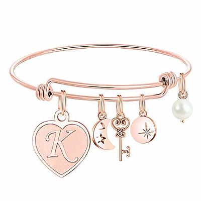 M MOOHAM Bracelets for Girls Women, Rose Gold Letter K Initial Charm Bangle  Bracelet Mothers Day Valentines Present Gifts for Women Jewelry, Flower  Girl Bridesmaid Proposal Gifts for Wedding - Yahoo Shopping