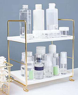 NLBTW 2 Tier Corner Bathroom Countertop Organizer, Stackable Storage Shelf for Vanity Makeup Perfume Shelf, Kitchen Spice Rack or Bedroom Small