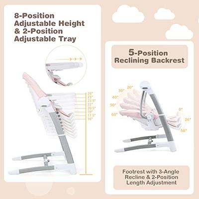 HONEY JOY Baby Rocker, 2 In 1 Foldable Comforting Rocking Chair &  Stationary Seat, 3-Position Adjustable Backrest, Removable Toy-Bar & Safety  Belts