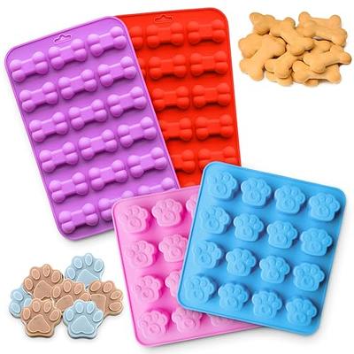 Blue Microphones 2 Pack Silicone Molds Puppy Dog Paw and Dog Bone Silicone Dog Treat Molds for Baking Chocolate,Candy,Jelly,Ice Cube,Dog Treats