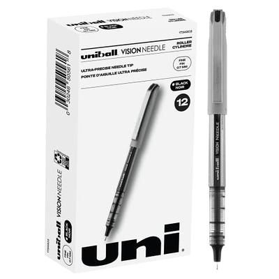 Uniball Vision Rollerball Pens, Blue Pens Pack of 12, Micro Point Pens with  0.5mm Micro Blue Ink, Ink Black Pen, Pens Fine Point Smooth Writing Pens,  Bulk Pens, and Office Supplies 