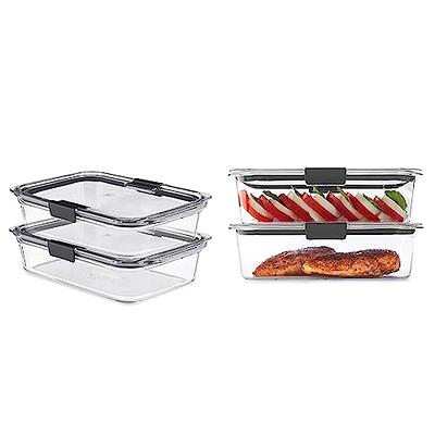  Rubbermaid 2118315 Brilliance Glass Storage 8-Cup Food  Containers with Lids, 2-Pack (4 Pieces Total), BPA Free and Leak Proof,  Large, Clear