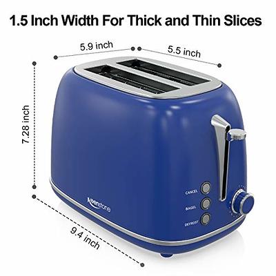 Toaster 2 Slice, Keenstone Stainless Steel Retro Toaster with Bagel  Function, Wide Slots, Crumb Tray, White