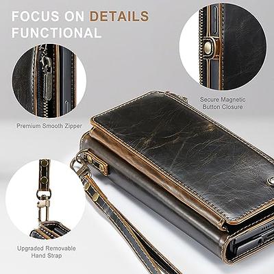 iPhone 15 Pro Max Luxury Leather Zipper Wallet Case with Wrist