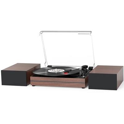 Record Player, FYDEE Bluetooth Turntable with 2 Built-in Stereo Speakers,  3-Speed 33/45/78 RPM LP Vinyl Player, Vintage Vinyl Turntable Player