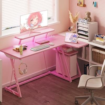 Minimalist Modern Pink Gaming Table  Pink Gaming Desk Led Lights - Gaming  Desk Study - Aliexpress