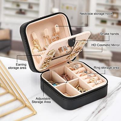 Vlando Large Jewelry Organizer Box, 6-Layer Jewelry Storage Box with Mirror  & 5 Drawers for Earrings, Necklaces, Rings and Watch Organizer for Women
