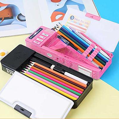 Kids pencil box case Magnetic Lock Pencil Box with Sharpener For Girls &  Boys Pencil Case stationary