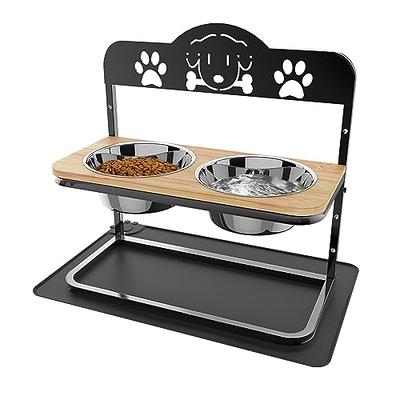 Elevated Dog Bowls-2*48 Oz Wall Mounted Dog Bowls-Raised Dog Bowls Stand-Adjusable  Height ,Metal Wall Mount Pet Bowls for Medium Large Dogs,Stable Comfort  Feeding Height Collapsible 2*48Oz