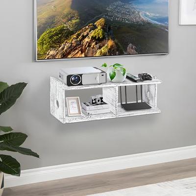  Router rack Floating Wall Mounted Shelf Wall Mount WiFi Router  Stand Router Storage Box Storage Wall-Mounted Shelf Bracket Home and Office  WiFi Router Adjustable Cable Box (Color : White), 26x18x32cm 