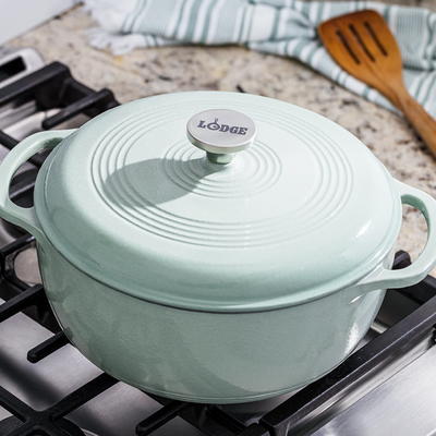 Lodge Cast Iron 6 Quart Enameled Cast Iron Dutch Oven, Sage