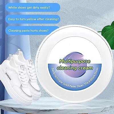 White Shoe Cleaning Cream,Shoe Stain Remover for White,Wash-Free Whitening  Agent Effective Stain Remover with Sponge,Keep Your Shoes as White as New