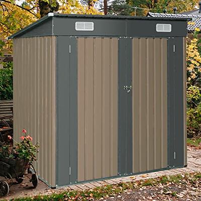 Mcombo Outdoor Storage Cabinet, Garden Wood Tool Shed, Outside Wooden Shed  Closet with Shelves and Latch for Yard, Patio, Deck and Porch 6056-1000