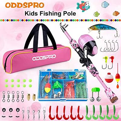 PLUSINNO Kids Fishing Pole, Portable Telescopic Fishing Rod and Reel Combo  Kit - with Spincast Fishing Reel Tackle Box for Boys