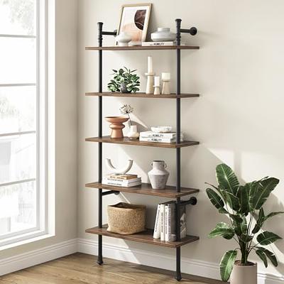 Set of 3 Rustic Wood Floating Shelves with Sturdy Metal Frame, Supporting Up to 55lbs, Ideal for Bedroom, Bathroom, Living Room, Kitchen - Perfect for