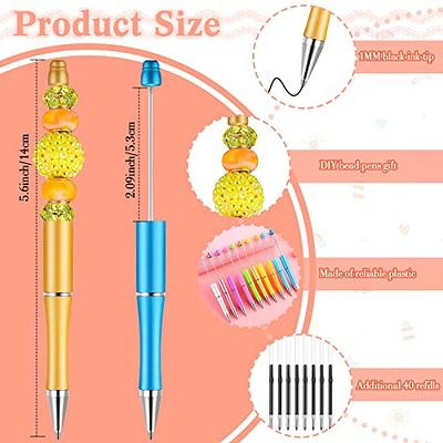  Plastic Beadable Pen Bead Ballpoint Pen Assorted Bead Pen  Shaft Black Ink Rollerball Pen with Extra Refills for Teens Students School  Office Supplies, 10 Colors (30 Pieces) : Office Products