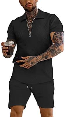  NIANTIE Men's Short Sleeve T-Shirt and Shorts Set 2022  Sportswear 2 Piece Tracksuit Summer Outfits Mens Sweat Suits Black : ביגוד,  נעליים ותכשיטים