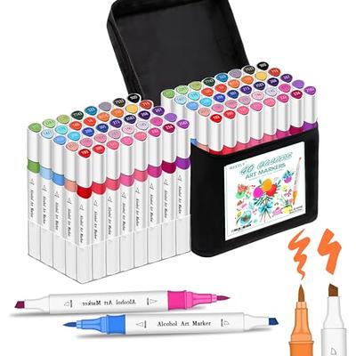 Ohuhu Markers for Adult Coloring Books: 60 Colors Dual Brush Fine Tips Art  Marker Pens - Watercolor Markers for Kids Adults Lettering Drawing  Sketching Bullet Journal - Non-Bleed Non-Toxic - White White Package