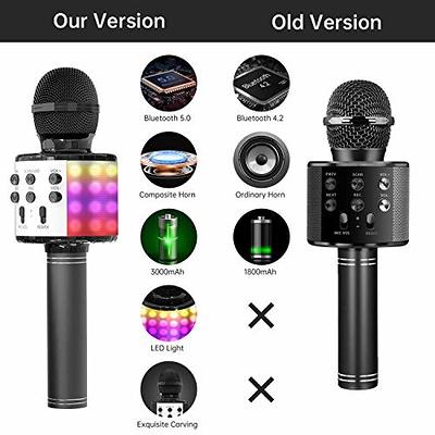 BONAOK Wireless Bluetooth Karaoke Microphone, 3-in-1 Portable Handheld Mic  Speaker for All Smartphones,Gifts for Girls Kids Adults All Age Q37(Rose