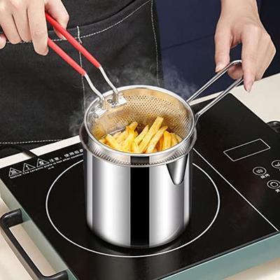 USHOBE Fryer Pot with Basket Stainless Steel Deep Fryer Pot Small