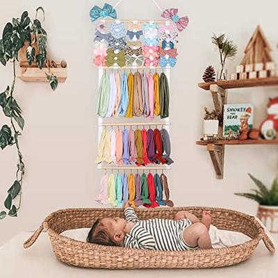 POVETIRE Bow Holder for Girls Hair Bows,Macrame Hanging Hair Bow Organizer  Hair Clips Organizer Storage Hair Accessory Display for Wall Room Baby