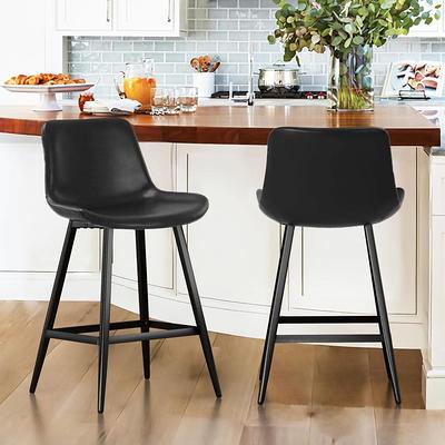 Windsor Leather Bar Stool (Set of 2) Black Frame, Bar Stool Home