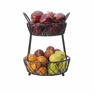 Gourmet Basics by Mikasa Grid 2-Tier Basket, Black