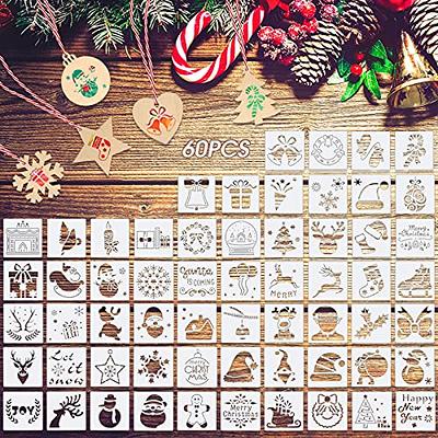 60 Pieces Christmas Ornament Stencils Plastic Ornament Stencils