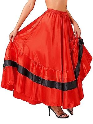 TiaoBug Women's Ruffle Flamenco Dance Skirt Ballroom Dancing