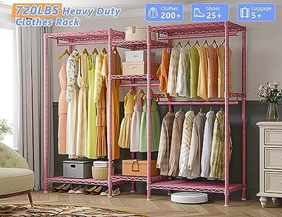 Raybee Clothes Rack Heavy Duty Clothing Racks for Hanging Clothes Load 985  LBS,Metal Clothing Rack Freestanding Portable Wardrobe Closet Rack for