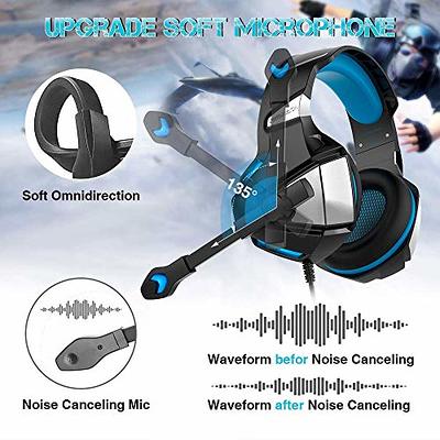 Pc Gaming Headset Over-ear Gaming Headphones With Mic Led Light Noise  Cancelling-blue