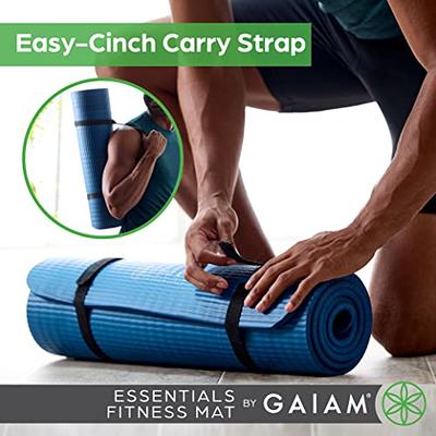 Gaiam Essentials Thick Yoga Mat Fitness & Exercise Mat with Easy-Cinch  Carrier Strap, Black, 72L X 24W X 2/5 Inch Thick - Yahoo Shopping